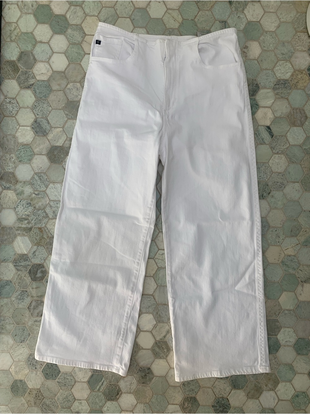 Ag Adriano Goldschmied White Wide Leg Jeans